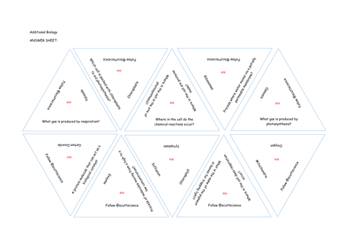 3 GCSE Additional Biology Matching Triangles Games.- Set 1