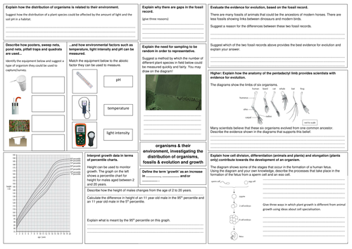 edexcel GCSE biology B2 revision sheets | Teaching Resources