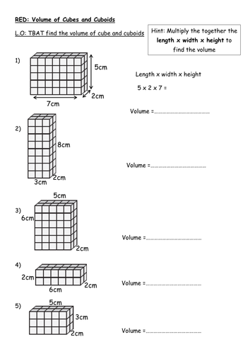 volume of cubes and cuboids resources tes