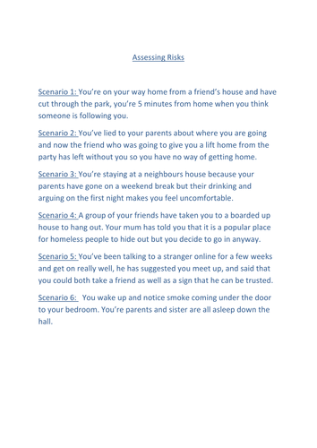 Year 8 PSHE scheme of work on safety | Teaching Resources