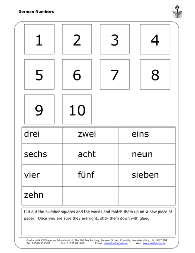 German Colours And Numbers Worksheet Teaching Resources