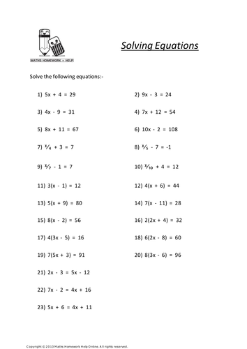Algebra Worksheets | Teaching Resources