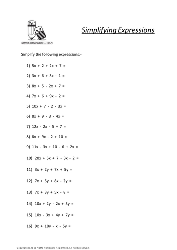 algebra worksheets teaching resources