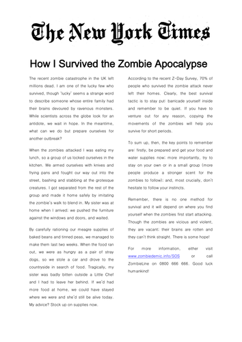 zombie apocalypse story essay