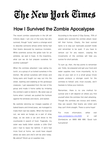 descriptive essay about zombies