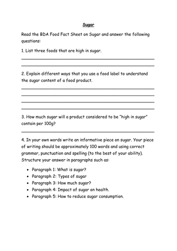 Sugar | Teaching Resources