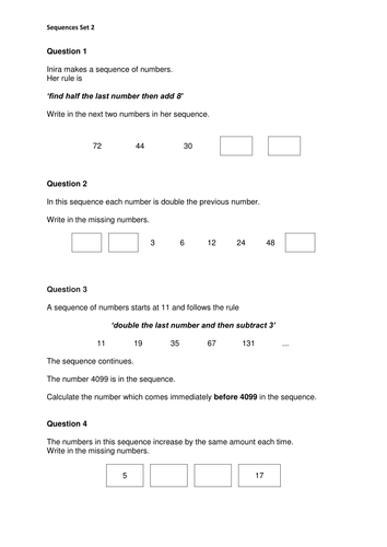 KS3 or KS4 Multiple resources for recognising and generating sequences ...