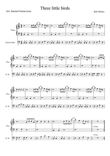 Three Little Birds Bob Marley Lead Sheet For Band And Singer Teaching Resources