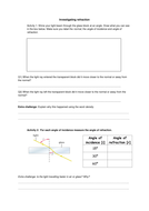 Worksheet On Refraction Of Light