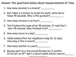 Time Measurement - Year 3 - Animated PowerPoint presentation and