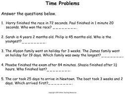 time problem solving questions year 4