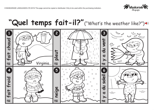 grade worksheets english vocabulary 5 for Weather maskaradelanguages Clothes 1: Level FRENCH: Holidays KS1 by