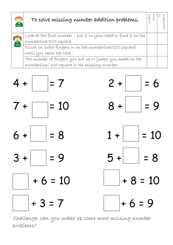 missing-numbers-in-calculations-worksheets-teaching-resources