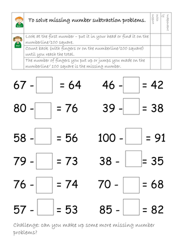 Missing Number calculations and subtraction as difference by cariad2 ...