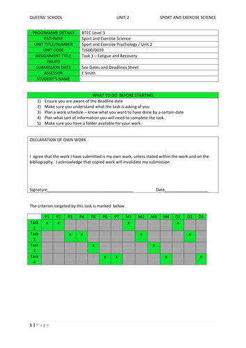 Btec Level 3 Sport and Exercise Science Sport and Exercise Physiology ...