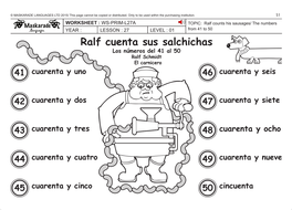 SPANISH KS2 Level 1: Numbers 41 to 50/ What's your phone  