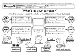 english ks2 level 1 summer holidays whats in your suitcase