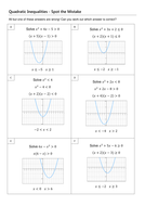 Quadratic Inequalities Spot The Mistake By Mrsmorgan1 Teaching