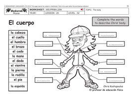 teaching body parts in spanish worksheet nidecmege