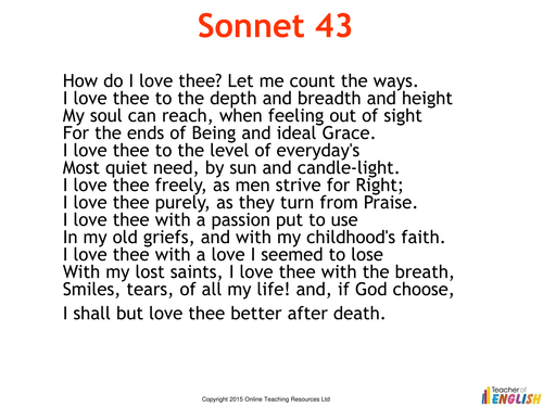 Sonnet 43 How Do I Love Thee Elizabeth Barrett Browning Teaching Resources