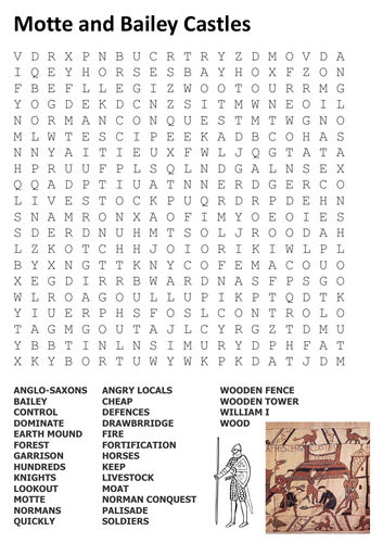 Motte and Bailey Castles Word Search