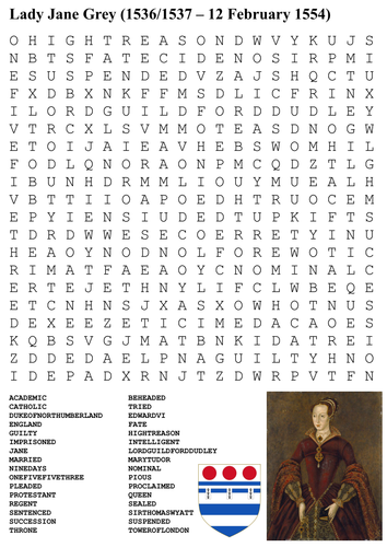 Lady Jane Grey Word Search