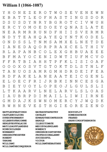 William I (William the Conqueror) Word Search