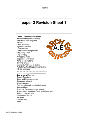 revision-edexcel-gcse-maths-paper-2-teaching-resources