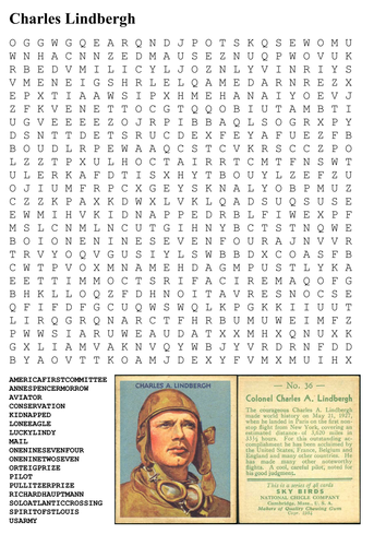 Charles Lindbergh Word Search