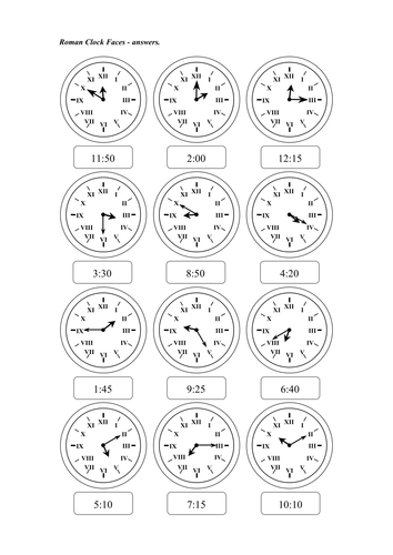 Maths KS2 tell and write time using Roman numerals. Lots of resources