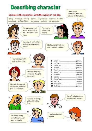 Descibing-character. Personality adjectives | Teaching Resources