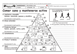 spanish ks2 level 3 ks3 year 7 learning about eating healthy