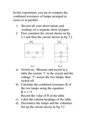 Series and Parallel Circuits - Practical | Teaching Resources