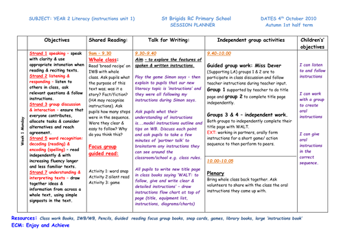 Instruction writing | Teaching Resources