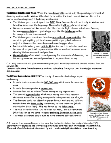 Hitler's rise to power revision booklet | Teaching Resources