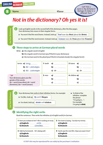 Oxford Learner's German Dictionary Free Resources | Teaching Resources