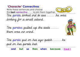 KS1 Connectives for writing [Ros Wilson]: table cards, table prompts ...