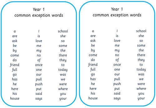 Year 1 Common Exception Word Mat By Highwaystar Teaching Resources TES