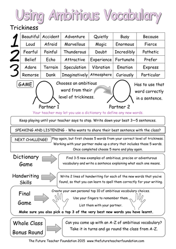 KS2 Wow Words - Ambitious Vocabulary VCOP Games and Activities - To Improve Writing