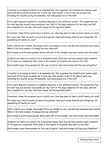 column multiplication toxto year 4 teaching resources
