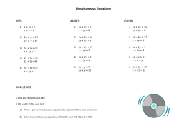 Simultaneous Equations By Elimination Worksheets By Jennasanderson