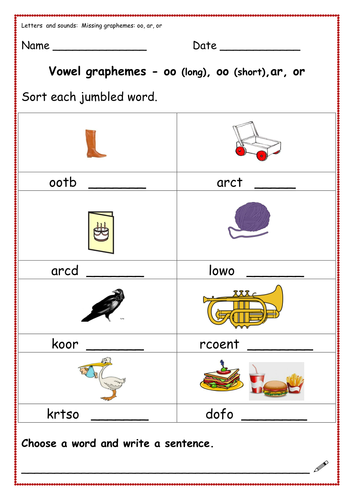 ch worksheet phonics Digraphs Consonant Three: graphemes Phase Vowel & Phonics,