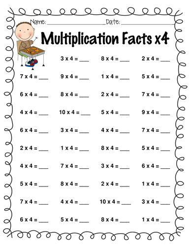 Multiplication Worksheets X4
