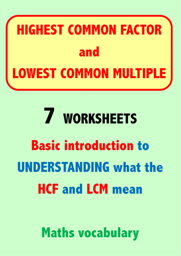 Highest Common Factor Lowest Common Multiple By Skillsheets UK 