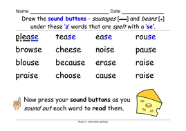 zz phoneme worksheet in z alternative Phase spellings [as for phoneme 5 please