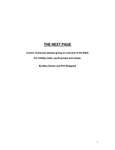 The Next Page' - funny play scripts giving an overview of the Bible |  Teaching Resources