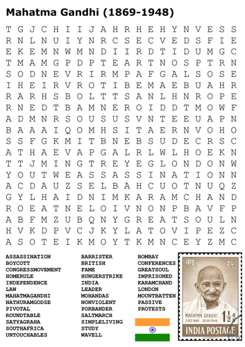 Mahatma Gandhi Word Search