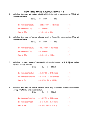 Chemistry Reacting Mass Calculations Collection By Greenapl Uk Teaching Resources Tes