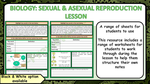 KS4 GCSE Science Sexual & Asexual Reproduction Lesson | Teaching Resources
