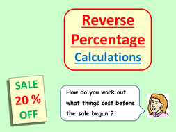 reverse percentages homework